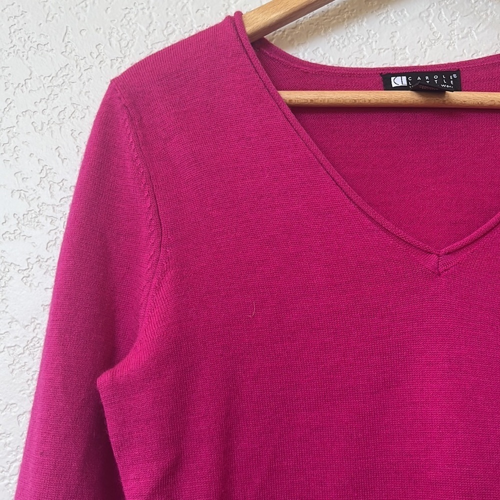 NWT Carol Little Sweater V Neck Merino Wool Pink Size Small - Picture 8 of 11